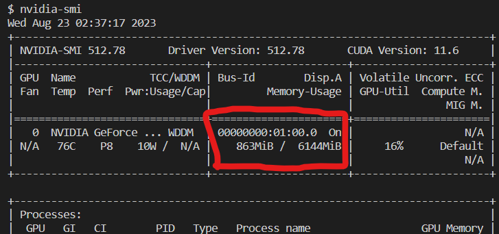 Visualisation de la mémoire utilisable et de la mémoire utilisée pour le GPU NVIDIA